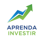 Logo Aprenda Investir, seta verde e azul subindo. Símbolo de crescimento financeiro, investimentos seguros, rentabilidade, educação financeira, renda fixa, Tesouro Direto.